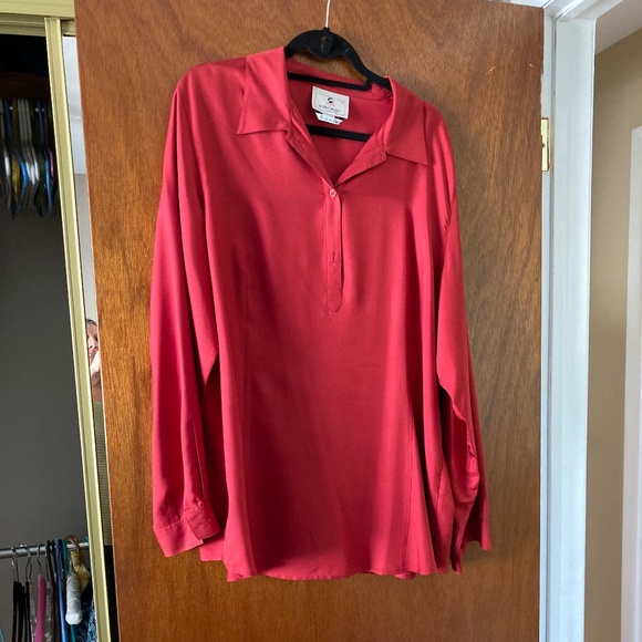 VINTAGE MARINA RINALDI VOYAGE BLOUSE 27 RED PRE OWNED - Picture 1 of 11